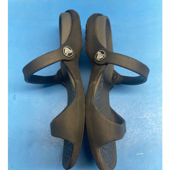 CROC Black 2 Strap Spa, Pool, Comfortable SANDALS Flip Flop Women Size 6 - Picture 7 of 10